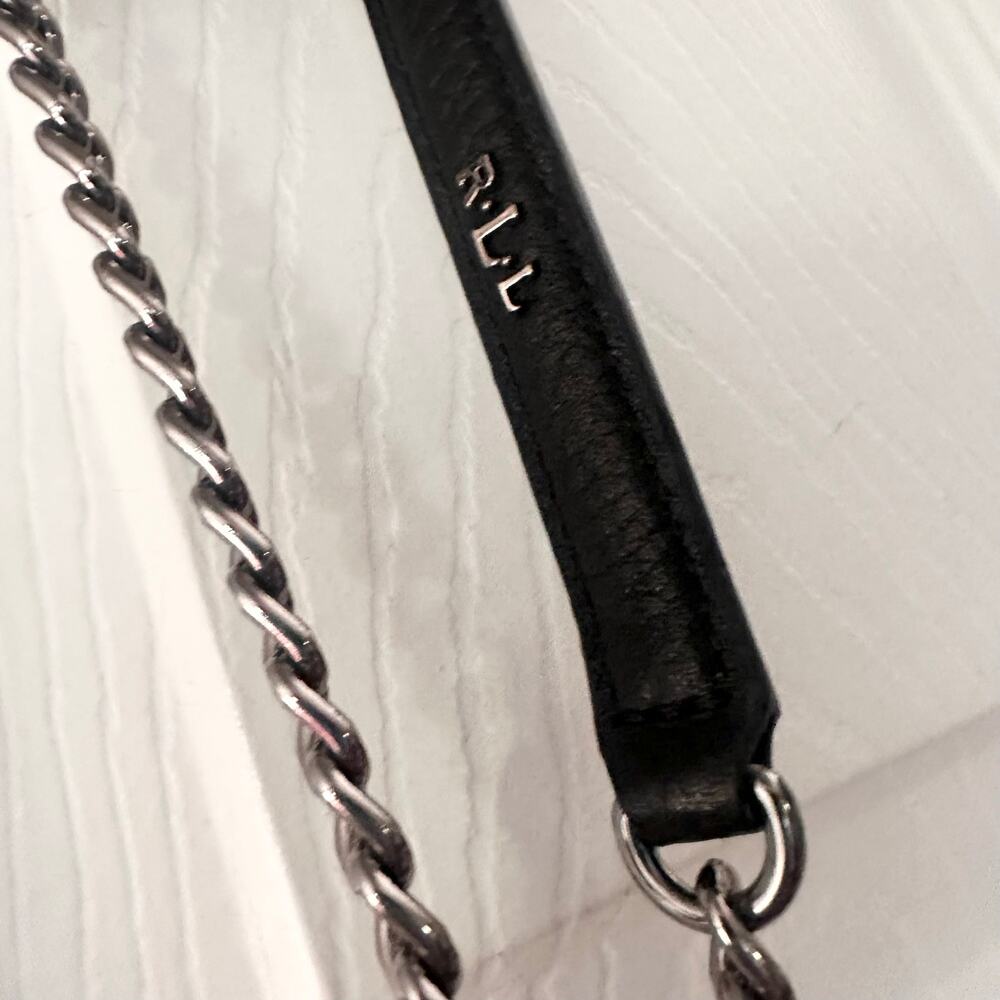 Lauren Ralph Lauren RLL Black Leather Fringe Barton Eloise Drawstring Mini Bag - Picture 5 of 6